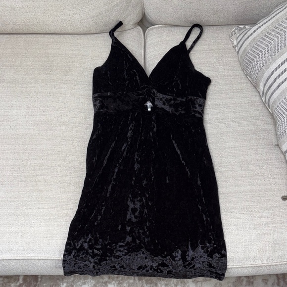 Free People Black Velvet Spaghetti Strap Dress - Picture 1 of 2